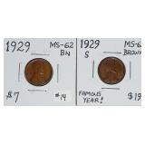 1929 & 1929-S  Lincoln Cents   MS