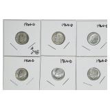 Lot of 6  1963-D    Roosevelt Dimes
