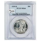 1939-D  Walking Liberty Half Dollar   PCGS MS-64