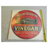 VINTAGE MOUNT VERNON VINEGAR LABEL -- 14"