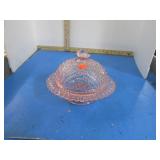 PINK GLASS COVERED DISH