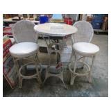 BAR HEIGHT TABLE & WICHER CHAIRS