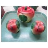 POTTERY APPLE JAR & S&P SHAKERS