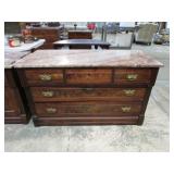 ANTIQUE MARBLE TOP SIDE BOARD CABINET