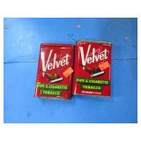 2-- FULL VINTAGE VELVET TOBACCO TINS