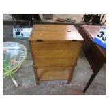 ANTIQUE OAK FILE BOX ON STAND