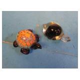 2-- ART GLASS TURTLE PAPER WEIGHTS