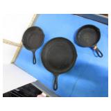 3-- CAST IRON SKILLETS