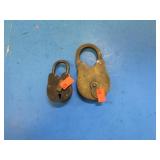 2-- VINTAGE BRASS LOCKS