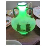 URANIUM GLASS SOUVENIR VASE -- GLOWS