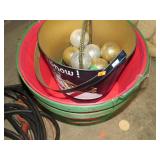 BASKETS, SNOWMAN BUCKET & CHRISTMAS ORNAMENTS