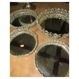 MIRROR TRAYS W/ CRYSTAL PRYSMS