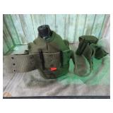 MILITARY WEB BELT W/ CANTEEN & POUCH