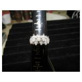 RING W/ STONES MARKED STERLING SILVER - 5