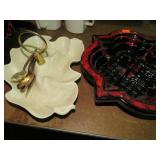 POTTERY DISH, ASHTRAY & SILVERPLATE