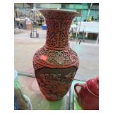 ASIAN POTTERY & BRASS VASE