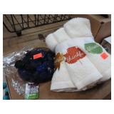 WASH CLOTHS & BLUE GLASS STONES