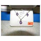STERLING SILVER & AMETHYST NECKLACE & EARRINGS