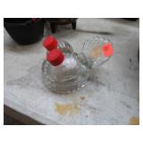 VINTAGE GLASS SCALLOP SHELL S&P SHAKER SET