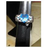 STERLING SILVER RING W/ STONES --SZ 9