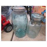 2-- BLUE / GREEN BALL MASON CANNING JARS