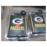 4-- MFL FOOTBALL PACKERS FLASKS