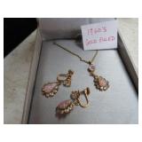 GOLD FILLED OPAL EARRINGS & NECKLACE