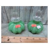 PAIR-- JADE GREEN PERFUME BOTTLES