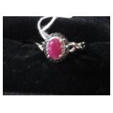 STERLING SILVER & RUBY RING --SZ 8 1/4 - 3.1gms