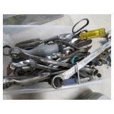 TUB LOT OF WRENCHES AND TOOLS, MASONRY BIT