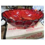 INDIANA GLASS RUBY RED OVAL CENTER BOWL