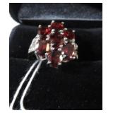 STERLING SILVER RHODOLITE GARNET RING -- 6gms