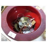 ASSORTED TRINKETS IN PLANTER