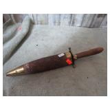 SERVING FORK W/ CARVED WOOD HANDLE & SHEATH