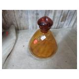 AMBER BROWN BLOWN GLASS BOTTLE W/ STOPPER