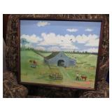 KNUTH WATER COLOR, MIRROR, FARM PAINTING