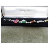 STERLING SILVER BRACELET W/ GEM STONES
