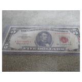 1963 RED SEAL $5 BILL