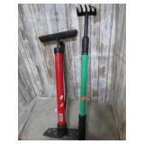 BICYCLE PUMP & GARDEN RAKE