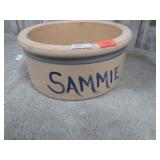 STONEWARE DOG BOWL -- "SAMMIE"