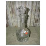 VERY HEAVY GLASS DECANTER -- STOPPER - MISMATCHED