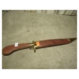KNIFE W/ CARVED WOOD SHEATH & HANDLE