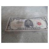 1963 RED SEAL $5 BILL