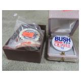 BUSH BUTTON, CASINO CHIPS, WATCH FOB & CAMEO