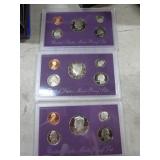 U.S. MINT PROOF COIN SETS -- 1988, 1989 & 1990