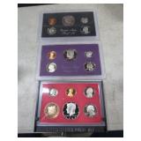 U.S. PROOF COIN SETS -- 1982, 1983 & 1985