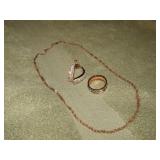 STERLING SILVER RING NECKLACE & EARRINGS