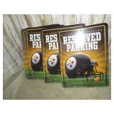 5-- METAL STEELERS RESERCED PARKING SIGNS