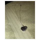 STERLING SILVER HEART LOCKET NECKLACE -- 8.38g