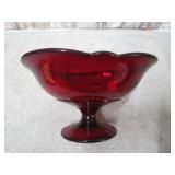 PADEN CITY RED CROWS FOOT GLASS BOWL
